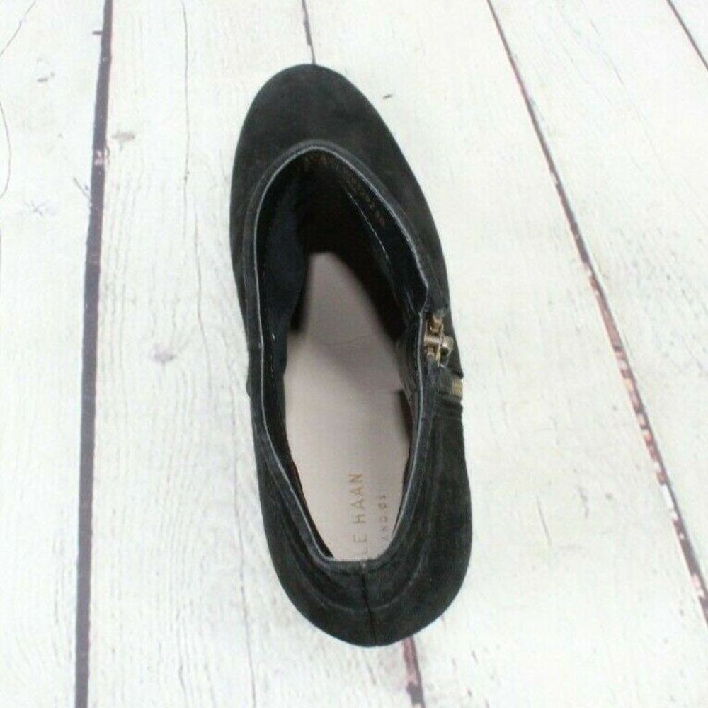 Cole Haan Grand.0S Davenport Black Suede Side Zip Heeled Ankle Boots Size 8 B - Picture 6 of 9